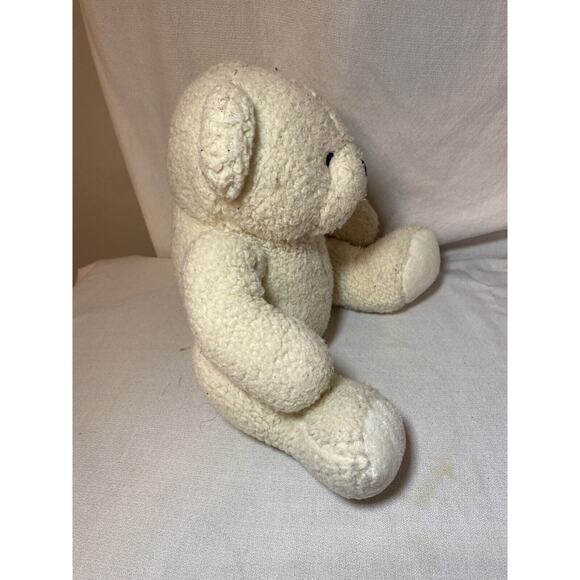 Silver One Plush Bear Soft 12" Cream White Black Flecks Baby Toy Stuffed Animal - Picture 5 of 6